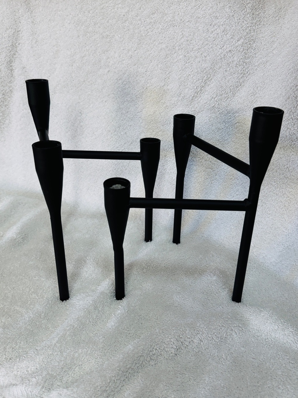 Modern Matte Black Multi-Arm Taper Candle Holders Used